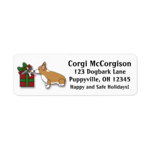 Étiquettes de adresse de cadeau de chiot de corgi