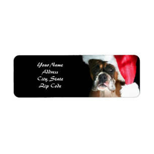 Étiquettes de adresse de chien de boxeur de Noël