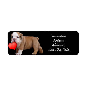 Étiquettes de adresse de chiot de bouledogue de