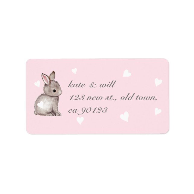 Étiquettes de adresse de Coeur Bunny Rose (Devant)