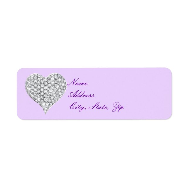 Étiquettes de adresse de coeur de diamant violet (Devant)