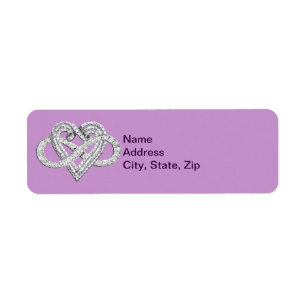 Étiquettes de adresse de coeur pourpre infinité