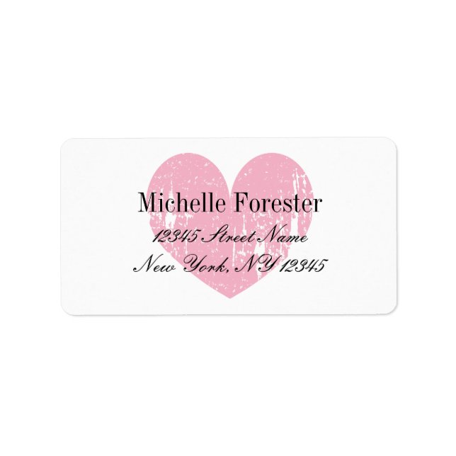 Étiquettes de adresse de coeur vintage rose person (Devant)