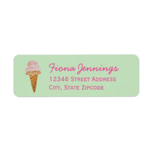 Étiquettes de adresse de crème glacée aquarelle (v