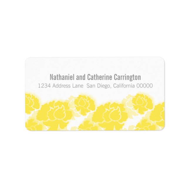 Étiquettes de adresse de décadence florale jaune (Devant)