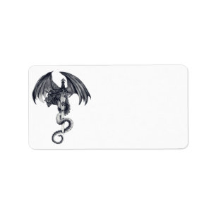Étiquettes de adresse de dragon et d'épée