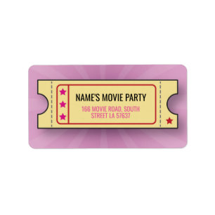 Étiquettes de adresse de film de billet de film d