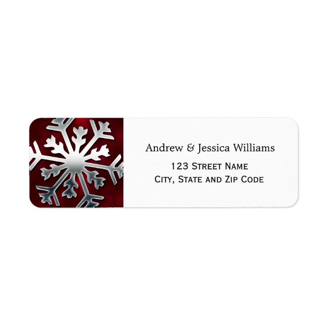 Étiquettes de adresse de flocon de neige rouge et  (Devant)