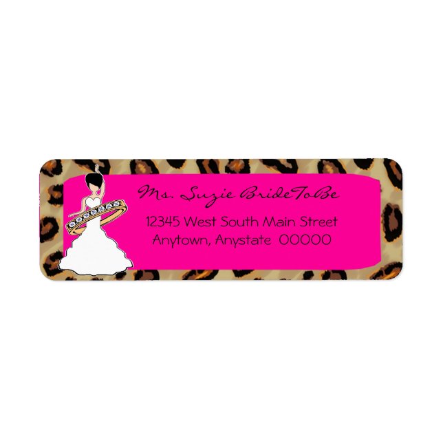 Étiquettes de adresse de Fuscia Leopard (Devant)