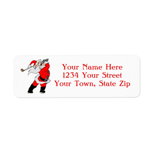 Étiquettes de adresse de Golfing Père Noël (Devant)