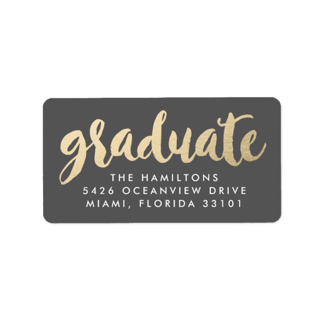 Étiquettes de adresse de graduation de Faux Gold F (Devant)
