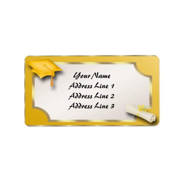 Étiquettes de adresse de Grauation Jaune et Or (Devant)