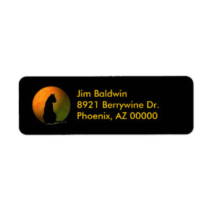 Étiquettes de adresse de Halloween de chat noir