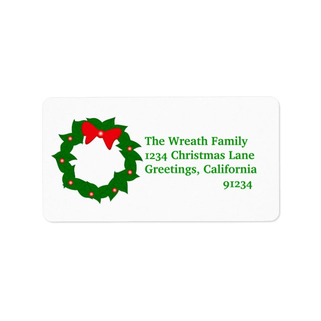 Étiquettes de adresse de la couronne de Noël (Devant)