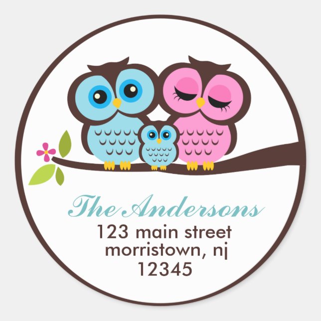 Étiquettes de adresse de la famille Owl (Devant)