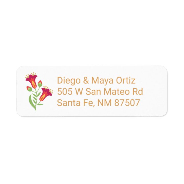 Étiquettes de adresse de la Fiesta Florale Rouge (Devant)