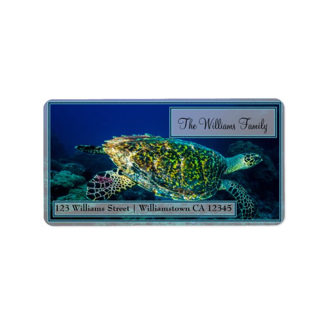 Étiquettes de adresse de la tortue de mer Hawksbil (Devant)
