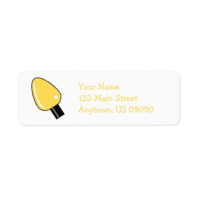 Étiquettes de adresse de l'ampoule de Noël (Jaune) (Devant)