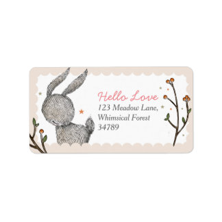 Étiquettes de adresse de lapin de bois