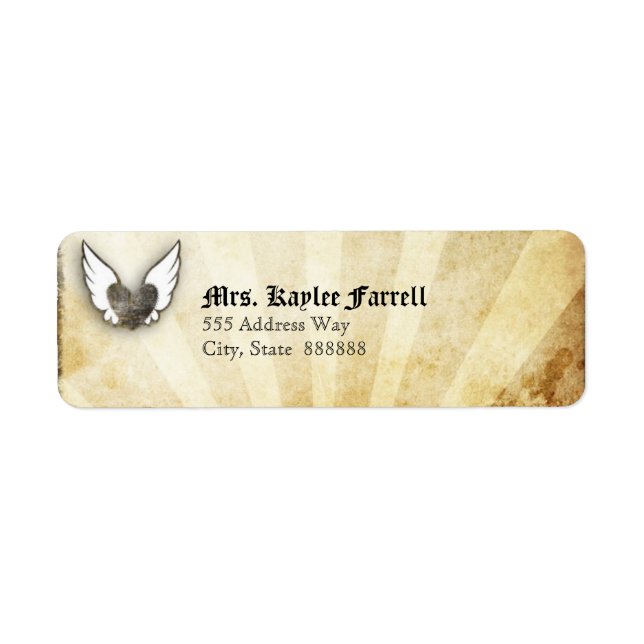 Étiquettes de adresse de mailer de coeur ailé de t (Devant)
