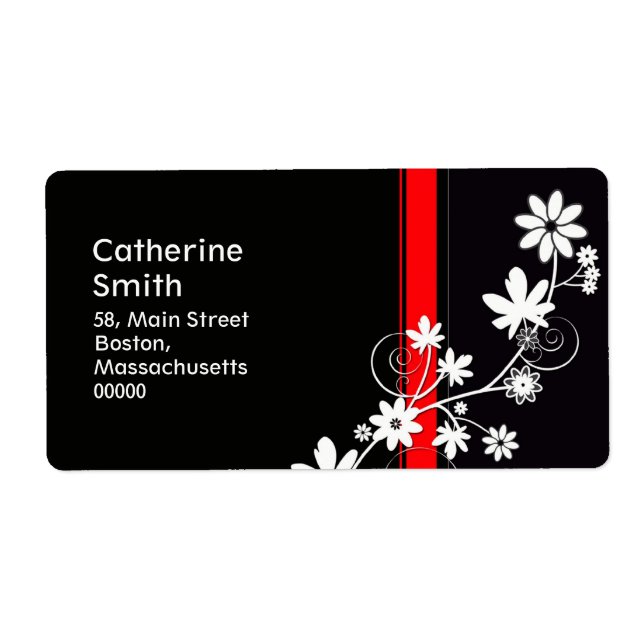Étiquettes de adresse de marguerite noire et rouge (Devant)