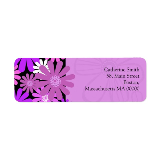 Étiquettes de adresse de marguerite violet (Devant)