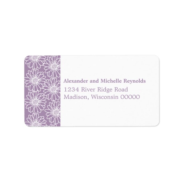 Étiquettes de adresse de marguerites, violet (Devant)