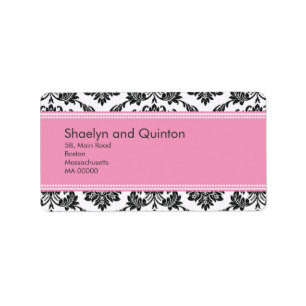 Étiquettes de adresse de Mariage damassé rose
