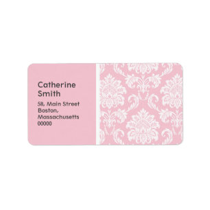 Étiquettes de adresse de Mariage damassé rose