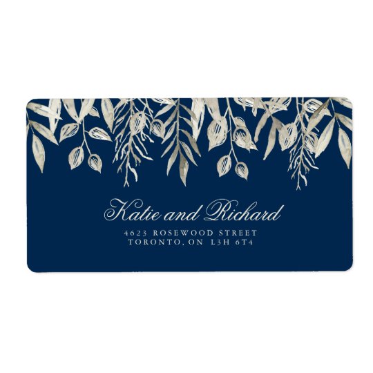 Étiquettes de adresse de mariage d'argent et de