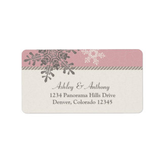 Étiquettes de adresse de mariage hivernal rose flo
