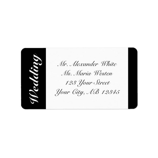 Étiquettes de adresse de Mariage noir et blanc (Devant)