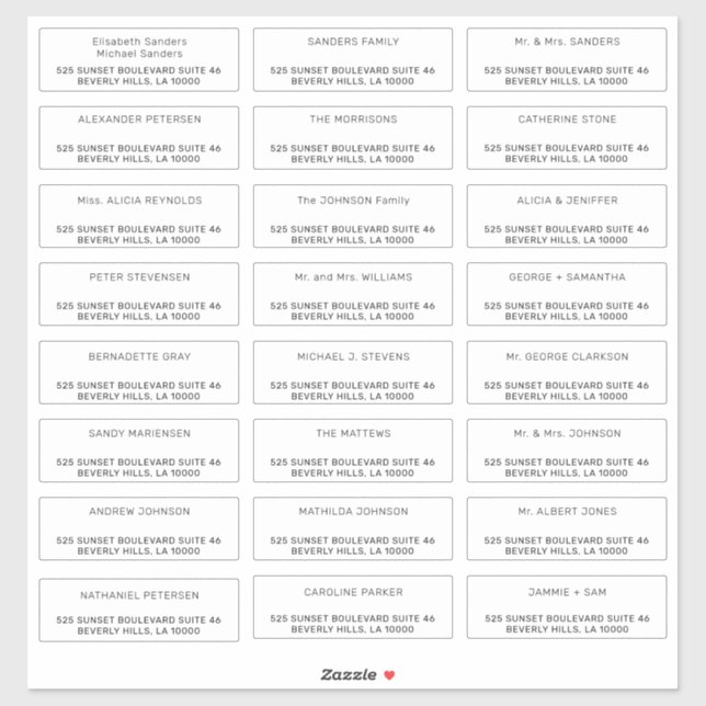 Étiquettes de adresse de messagerie individuels pe (Feuille)