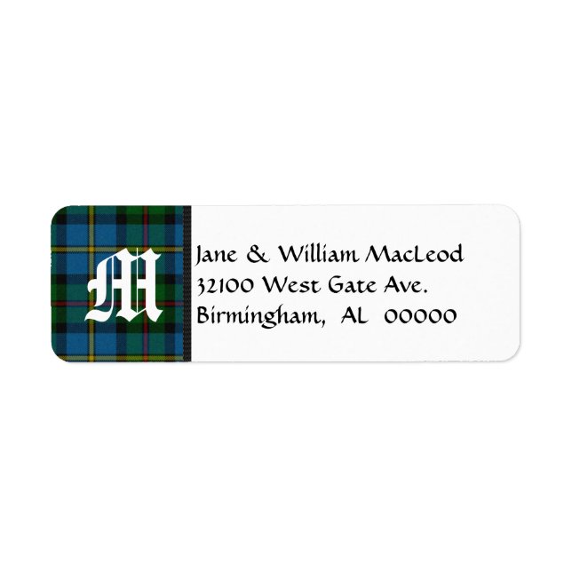 Étiquettes de adresse de monogramme de MacLeod Tar (Devant)