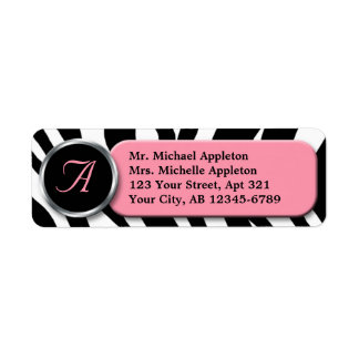 Étiquettes de adresse de monogramme rose imprimé Z