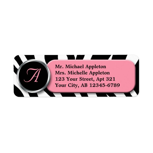 Étiquettes de adresse de monogramme rose imprimé Z (Devant)