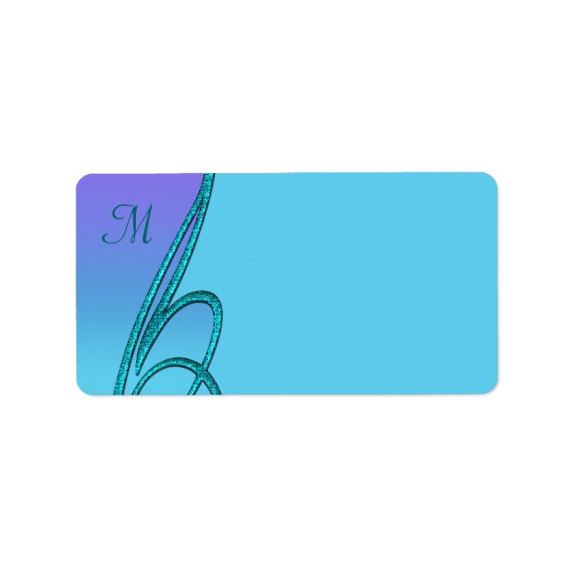 Étiquettes de adresse de monogramme Turquoise pour (Devant)
