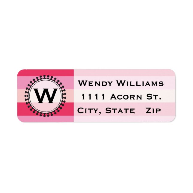 Étiquettes de adresse de Monogrammes rose brillant (Devant)