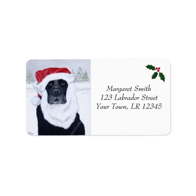 Étiquettes de adresse de Noël Black Labrador (Devant)