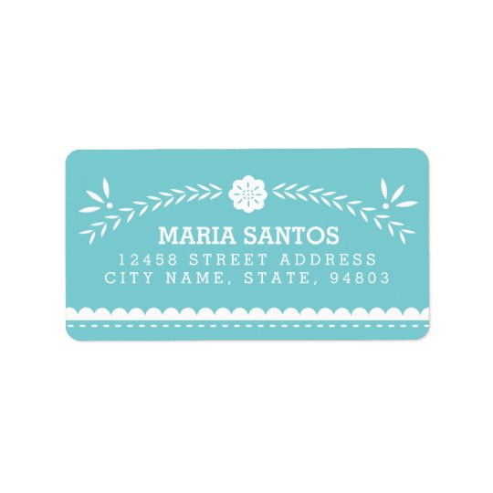 Étiquettes de adresse de Papel Picado - bleu