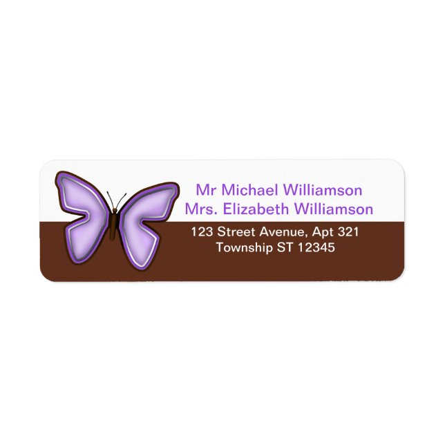 Étiquettes de adresse de papillons Brown et violet (Devant)
