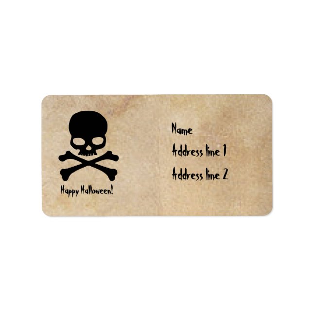 Étiquettes de adresse de parchemin Halloween crâne (Devant)