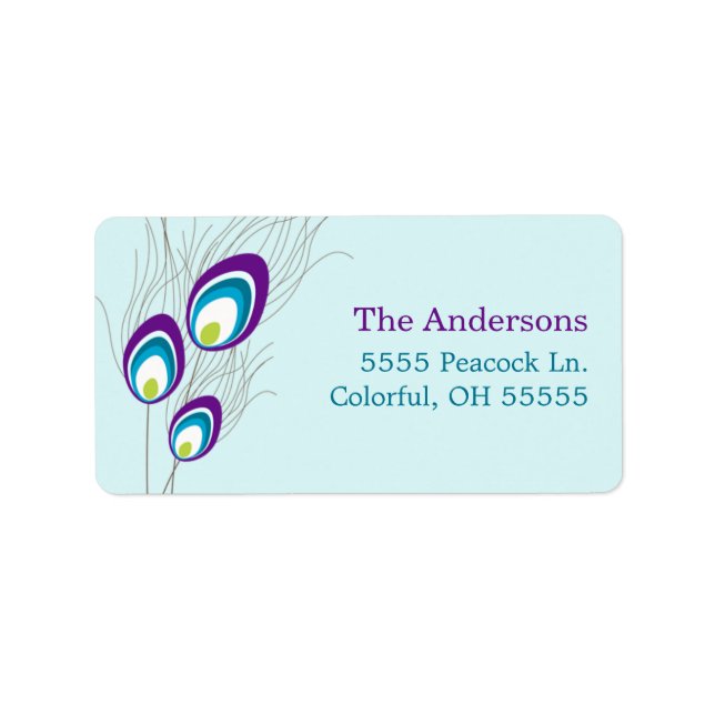 Étiquettes de adresse de Peacock violet (Devant)