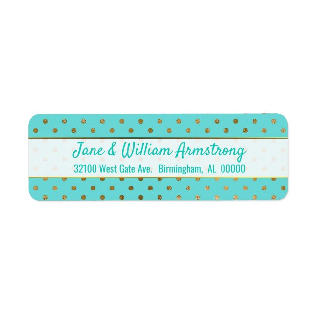 Étiquettes de adresse de points Polka Turquoise et (Devant)