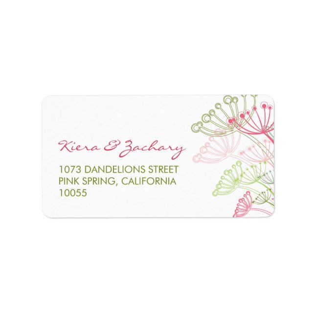 Étiquettes de adresse de printemps doux rose Dande (Devant)
