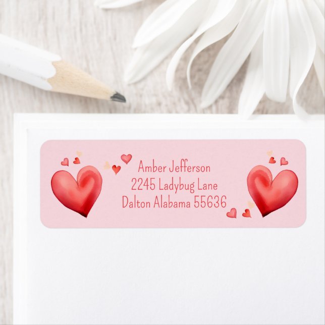 Étiquettes de adresse de Red Heart (En situation)
