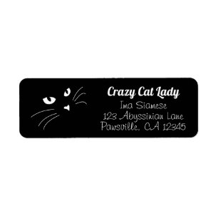 Étiquettes de adresse de retour de chat noir de