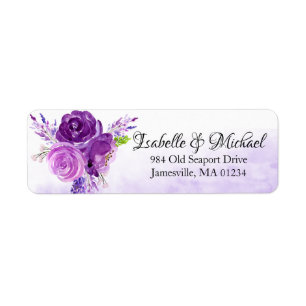 Étiquettes de adresse de retour floraux de rose d