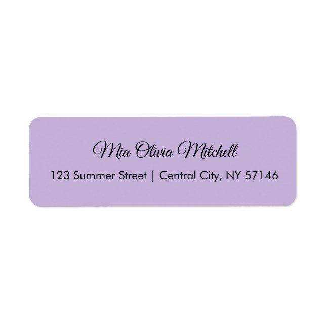 Étiquettes de adresse de script violet doux couleu (Devant)