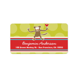 Étiquettes de adresse de singe de Whimsical Cartoo